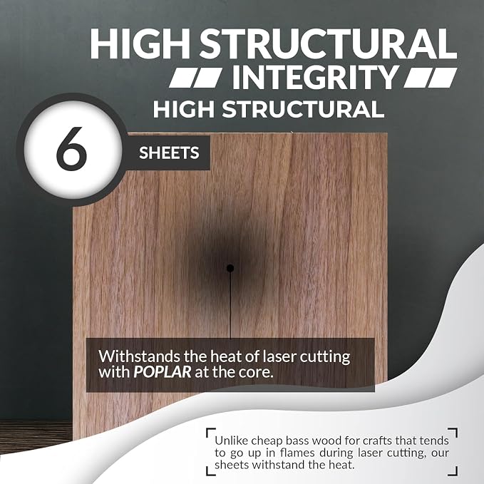 Walnut Plywood Sheets for Crafts 1/8 inch, 3mm Plywood Sheet for Laser Cutting