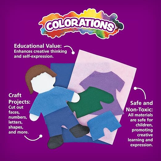Colorations 100% Polyester Felt Sheets 9 inches x 12 inches, 13 colors