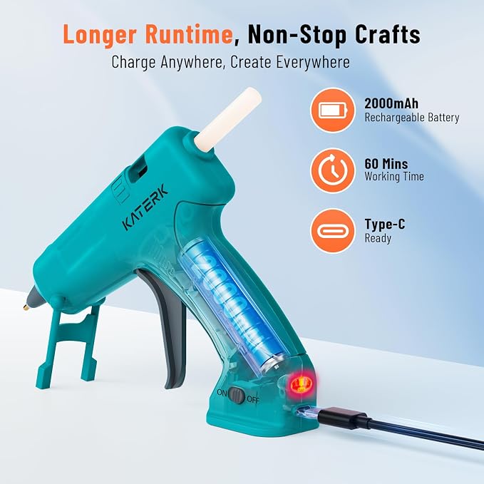 Katerk 3.7V Cordless Hot Glue Gun Kit