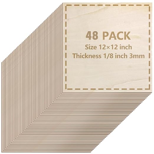 48 Pack Basswood Sheets 1/8 inch, 3mm Basswood