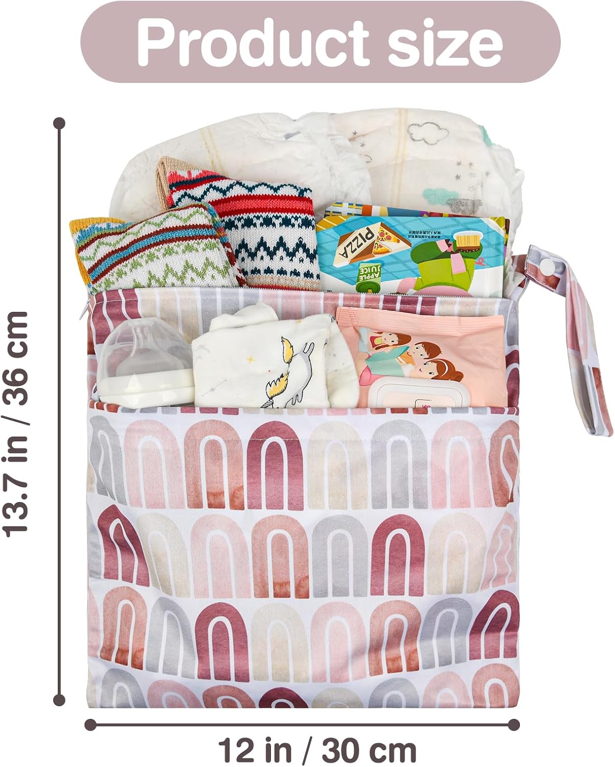 2pcs Cloth Diaper Wet Dry Bags Waterproof Reusable with Two Zippered Pockets Travel Beach Pool Daycare Soiled Baby Items Yoga Gym Bag for Swimsuits or Wet Clothes-Pink Rainbows