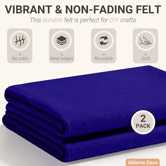 Felt Fabric Sheets 18" x 18" 1.6mm Soft Craft Felt, Royal Blue | Soft Precut