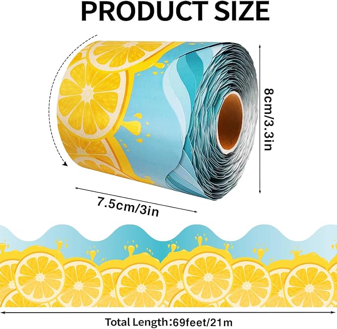 69 Feet Lemon Zest Border Bulletin Board Summer Lemon Slices Juice Scalloped