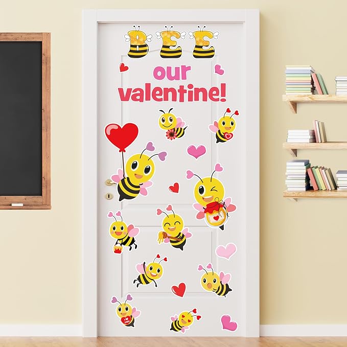 JarThenaAMCS Valentine' s Day Bee Classroom Door Decoration Bulletin Board Set