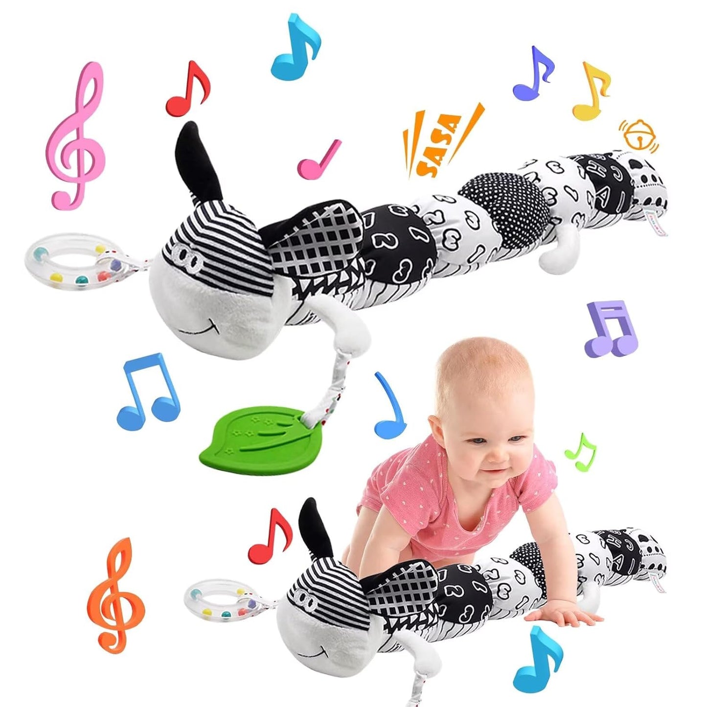 Pau1Hami1ton Baby Toys 3-6-12 Months Musical Plush Caterpillar Toy,Newborn Toys with Crinkle and Rattles,Baby Sensory Toys,Newborn Boy Girl Gifts.