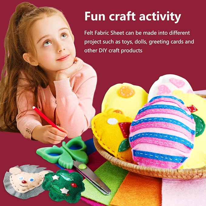 Jtnohx Color Felt, Soft Felt Sheets, 1.4mm Thick 8"x12" Handicraft Felt Fabrics