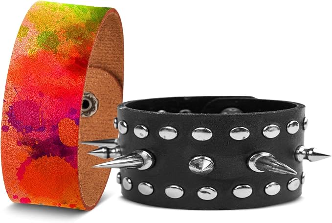 24 Pcs Plain PU Leather Bracelets Blank Snap Bracelets Wrist Cuffs DIY Craft