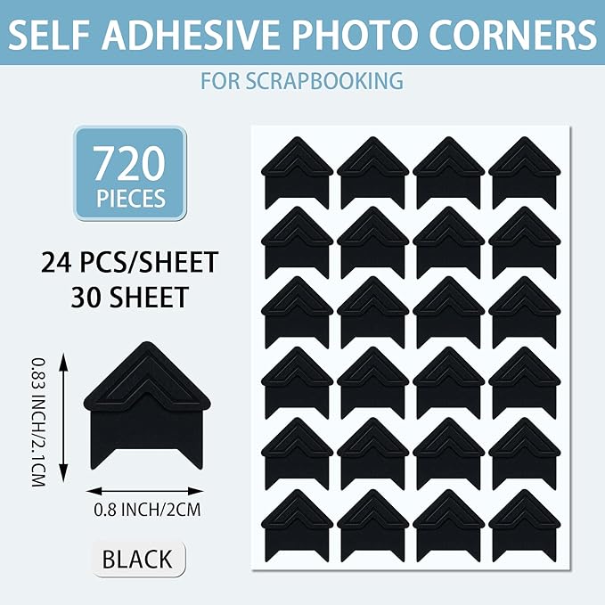 Pajean 720 Pieces Photo Corners Self Adhesive Photo Corners