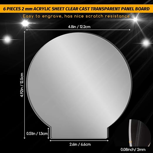 6 Pieces 2 mm Acrylic Sheet Transparent LED Film