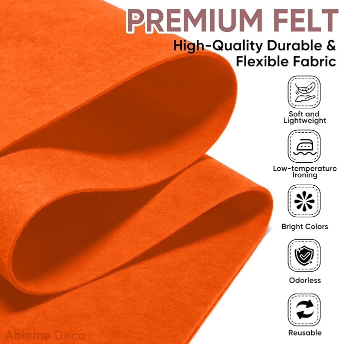 Soft Felt Fabric Sheet 18" x 36", 1.6mm Acrylic Craft Felt, Large Precut Sheet