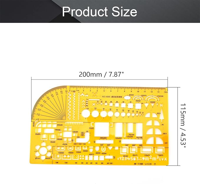 Utoolmart 4355 Architectural Drawing Template Ruler, Designers and Students