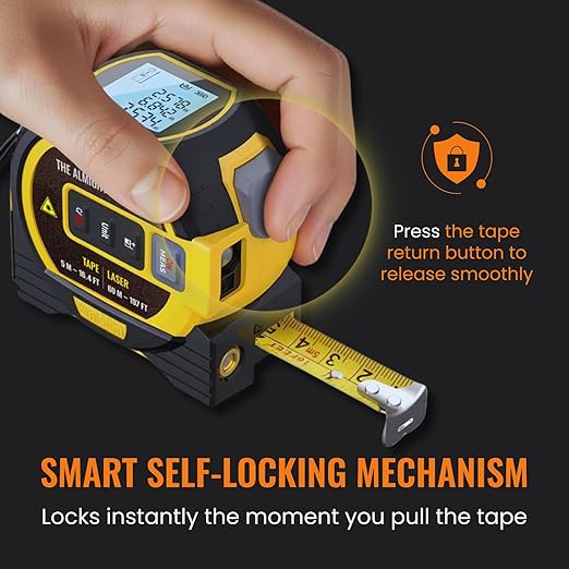 The Almighty Ruler Laser Tape Measure | Laser Distance Measurer, Heavy-Duty Tool