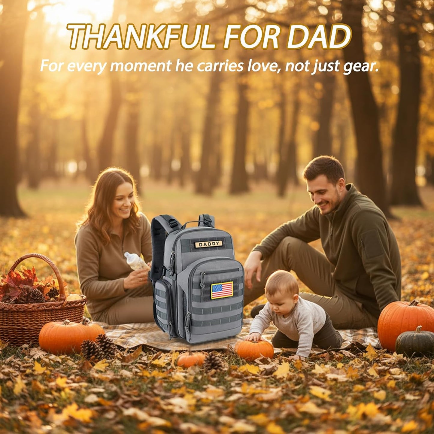 SHARKMOUTH Military Diaper Bag for Dad: Large Insulated Baby Bag with MOLLE System & Changing Pad for Tactical Dads - 900D Polyester for Outdoor Travel Camping Park Trips