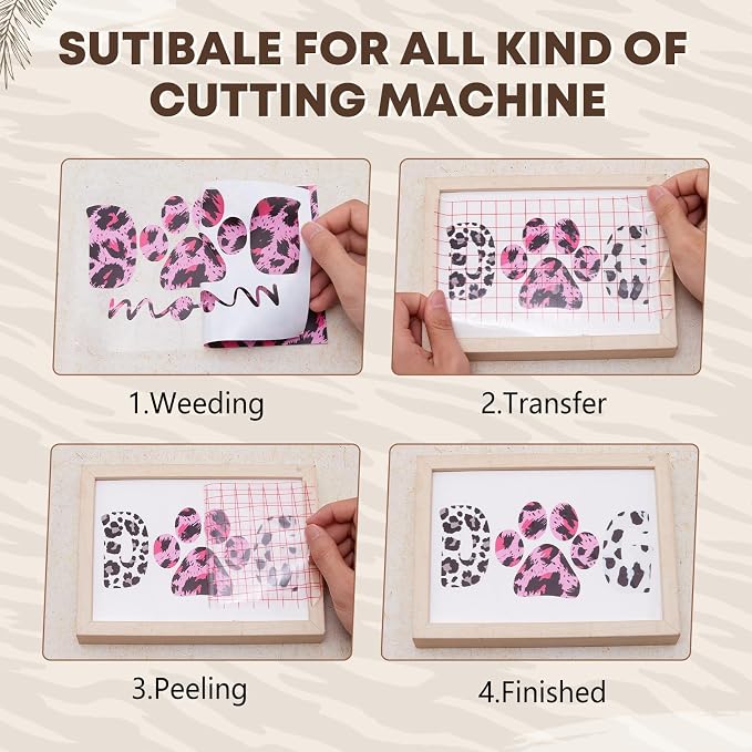 Tintnut Leopard Permanent Vinyl 8 Pcs 12x10in Pink Spots Adhesive Vinyl |
