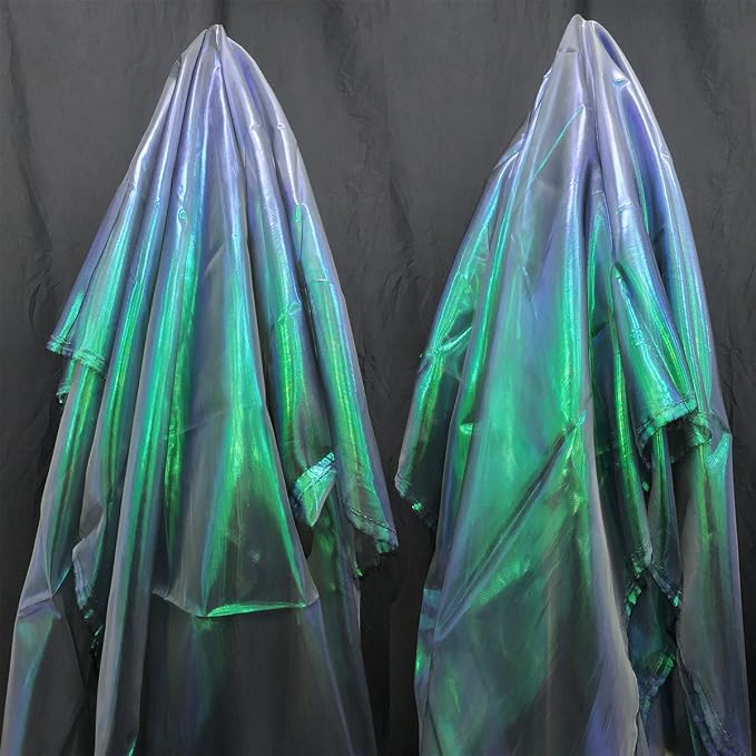 Dark Forest Green Iridescent Organza Fabric