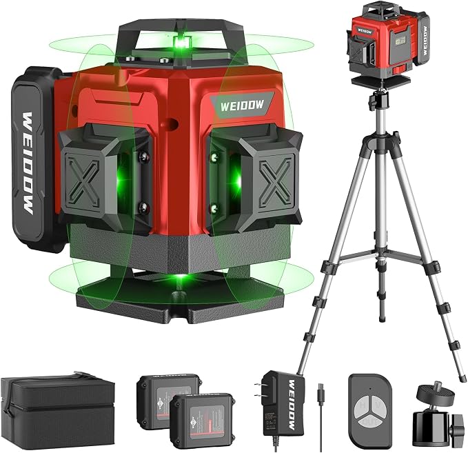 WEIDDW Laser Level 360° Green Cross Line Self Leveling Laser Measuring Tool