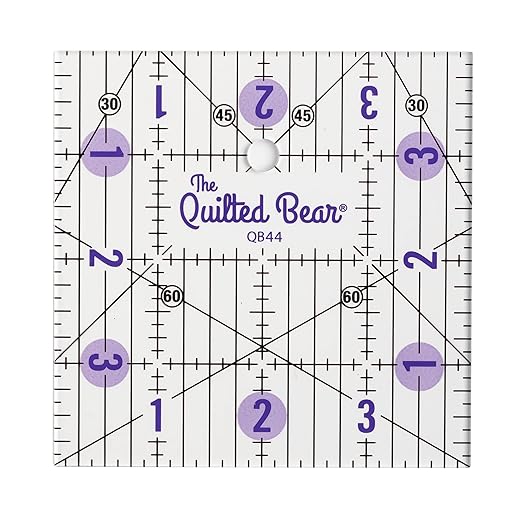 The Quilted Bear Square Quilting Ruler, Transparent Acrylic, Precise Bold Lines