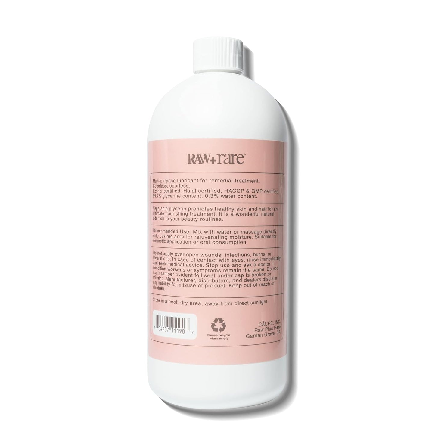 Vegetable Glycerin/Glycerine Quart (32 fl. oz.), Natural Pure USP Food Grade/Cosmetic Grade, for Skin, Hair, Crafts, Soap Base Oil - Kosher, Halal and Pharmaceutical for by Raw Plus Rare