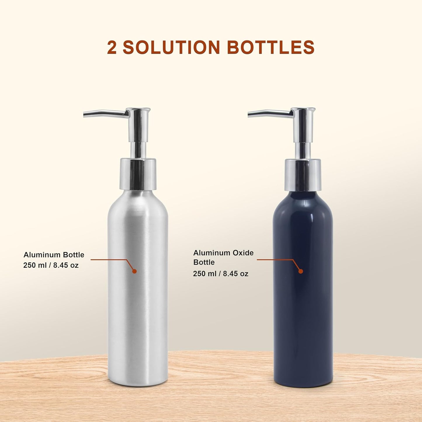 Elitzia ETOH01 ETOH02 Massage Oil Warmer Use Metal Pump Bottle Dispenser 1 Pack 8.45oz/250ml Portable Cylinder Massage Oil Gel Lotion Pump Durable Refillable Containers (Aluminum Bottle)