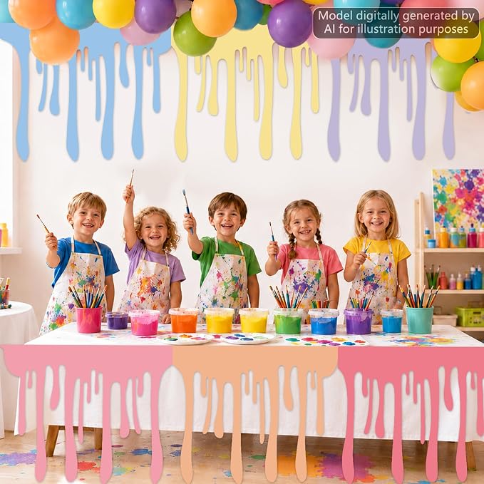 8 PCS Art Themed Party Table Skirt Back to School Felt Table Skirts Pastel Felt