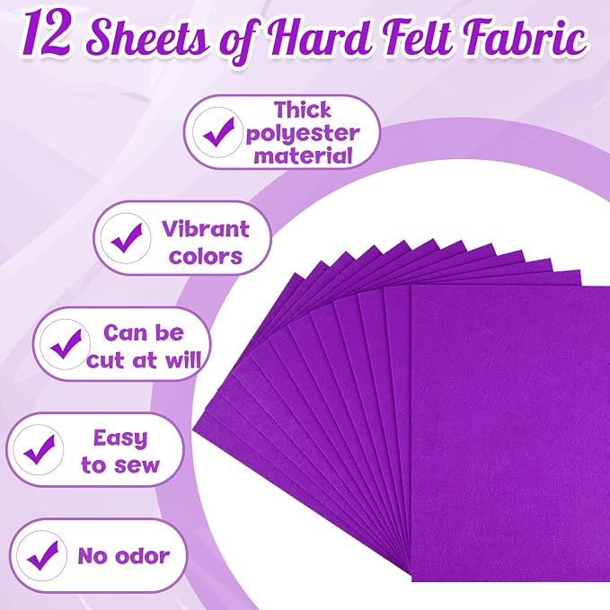 NEBURORA 12 Pcs 2mm Thick Stiff Felt Sheets
