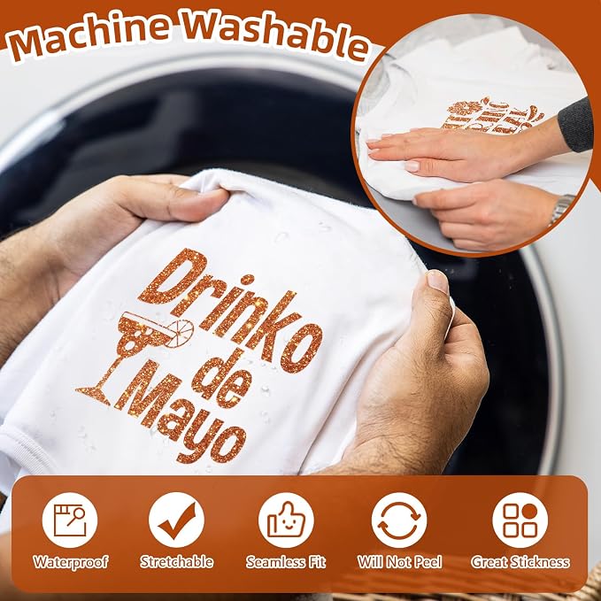 WRAPXPERT Orange Glitter Heat Transfer Vinyl, Sparkle Iron on Vinyl