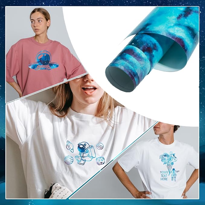 Tintnut Sky Blue Galaxy Glow in the Dark HTV Vinyl, stretch washable, suitable