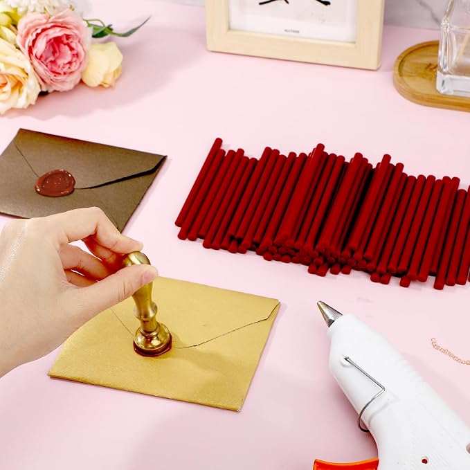 72 Pack Red Hot Glue Sticks Bulk, 0.27x4 Mini Wax Sticks