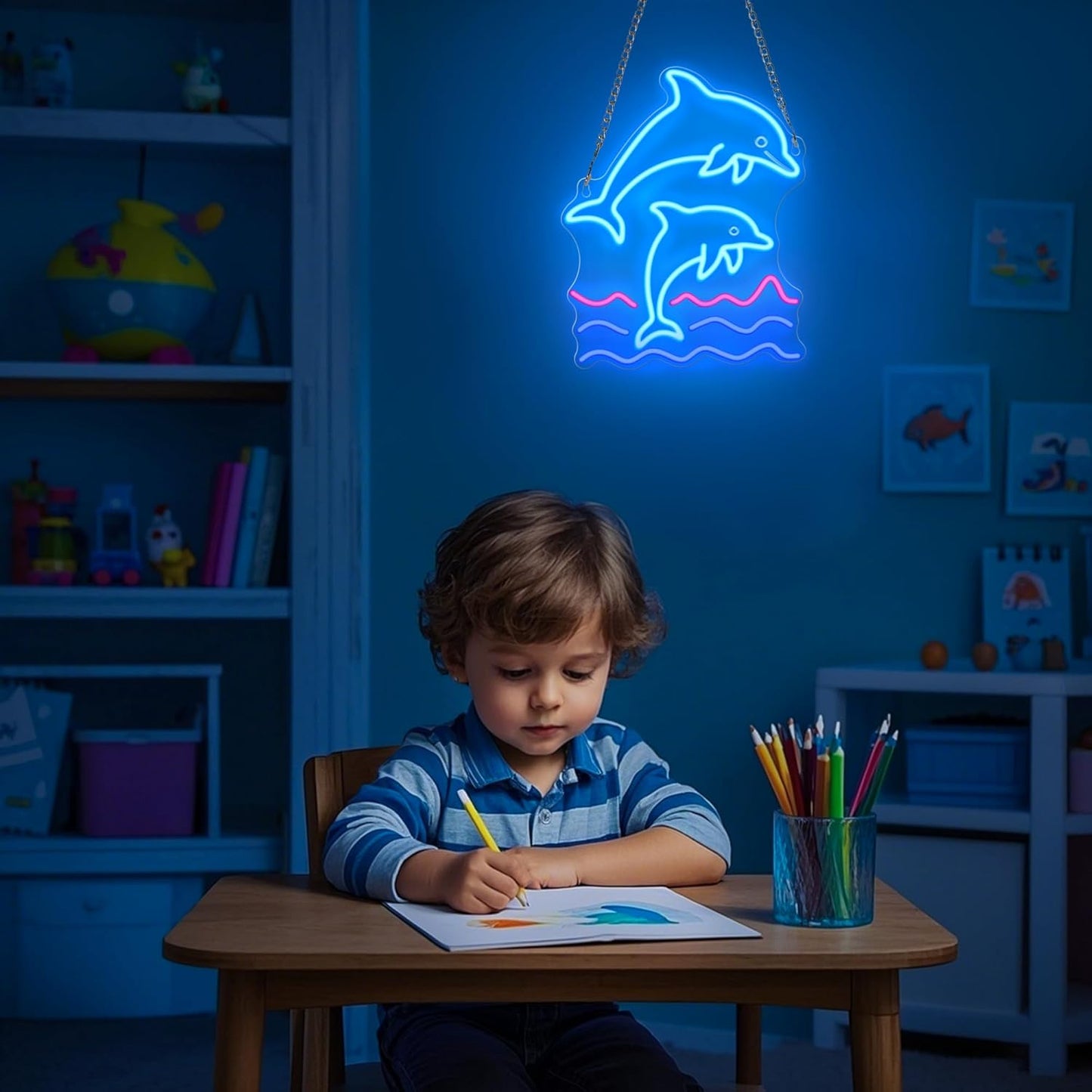Dolphin Neon Sign, Dolphin Lamp Wall Decor, Dimmable Birthday Party Decorations for Home, Patio, Garden, Bars, Restaurants, Hotels, Stores, Clubs, Gift for Friends Family and Kids