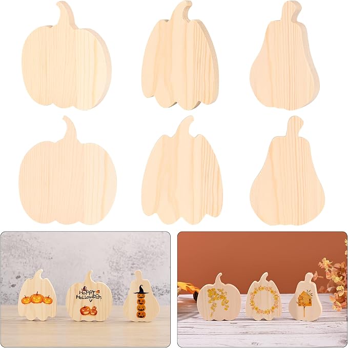 9 Pieces Fall Pumpkin Wooden Cutouts Thicken Thanksgiving Wood Signs Unfinished