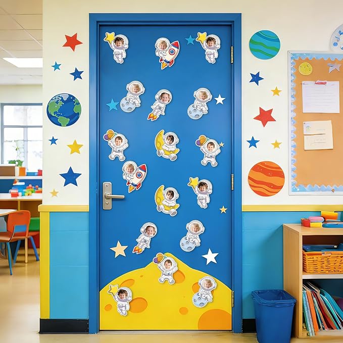 54Pcs Astronaut Cutouts Bulletin Boards Decorations, DIY Space Cutouts Planet