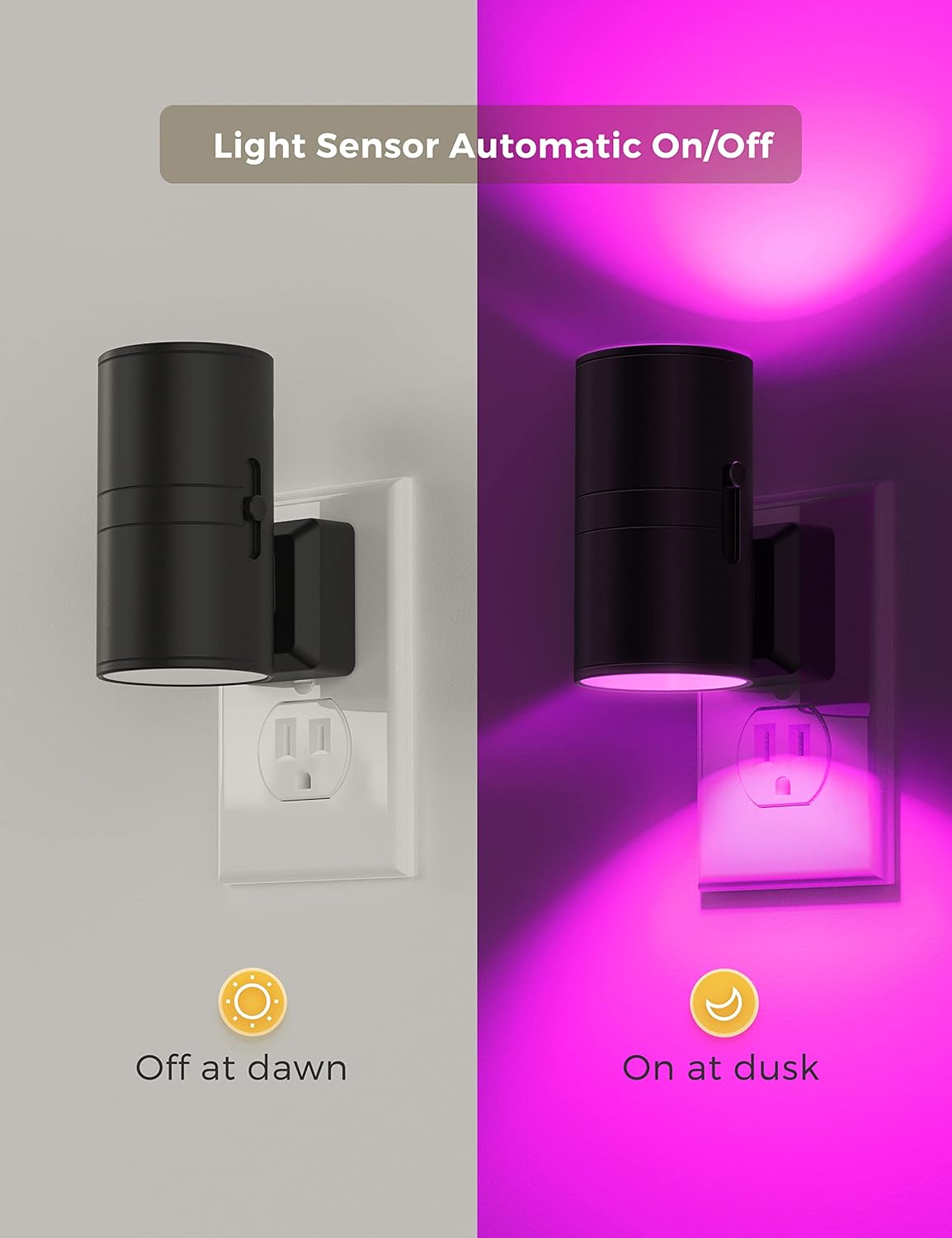 L LOHAS LED Night Light, Night Lights Plug into Wall, Color Changing Nightlight RGB with Light Sensor, Home Decor for Kids Gifts, Halloween, Christmas, Holiday, Hallway Bedroom Kids Room, 2 Pack