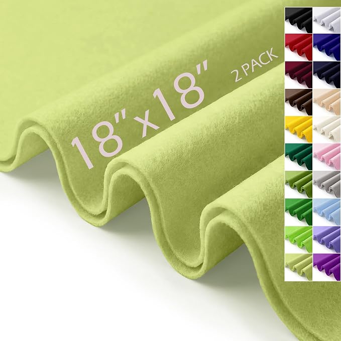 Olive Green Felt Fabric Sheets 18" x 18" 1.6mm Soft Craft Felt | Soft Precut