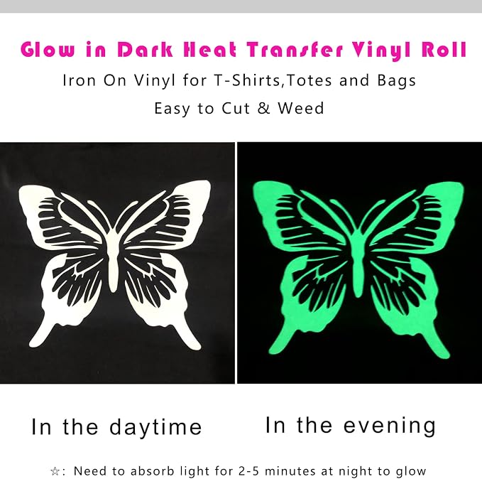 Glow in The Dark Heat Transfer Vinyl Rolls Luminous Green Iron on Vinyl 12Inch