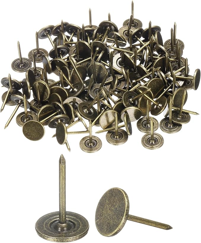 uxcell 150Pcs Upholstery Tacks, 11mmx17mm Flat Head Thumb Tack Decorative