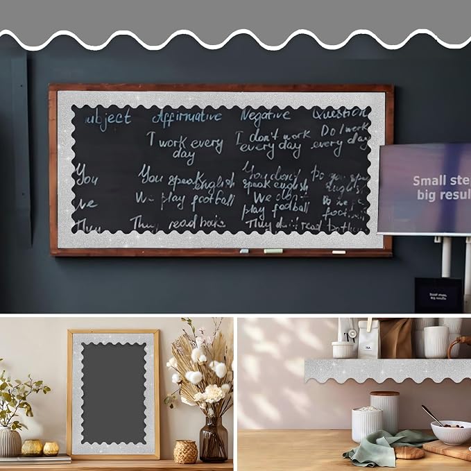 70Ft Shine Bulletin Board Borders，Scalloped Poster Boards Decorations Trim