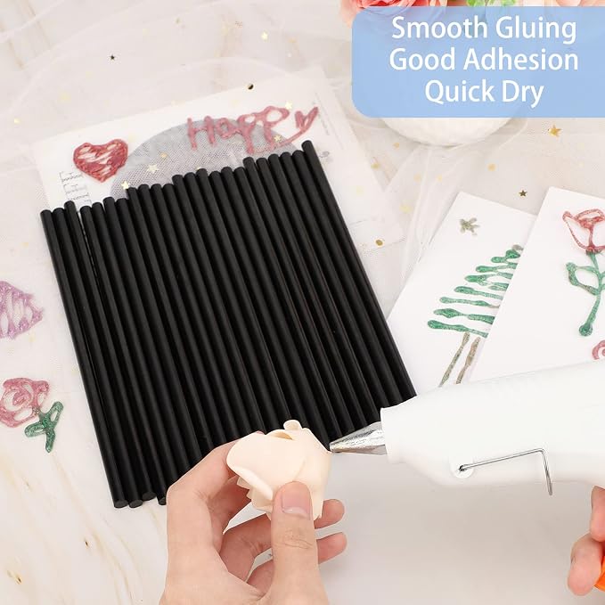 Manarty Black Hot Glue Sticks, All Temperature Adhesive EVA Glue Sticks