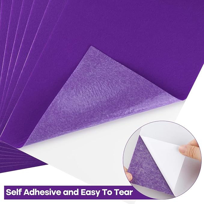 CHRORINE 10 Pcs Purple Felt Fabric Sheets Self Adhesive Felt Sheets 8 x 12