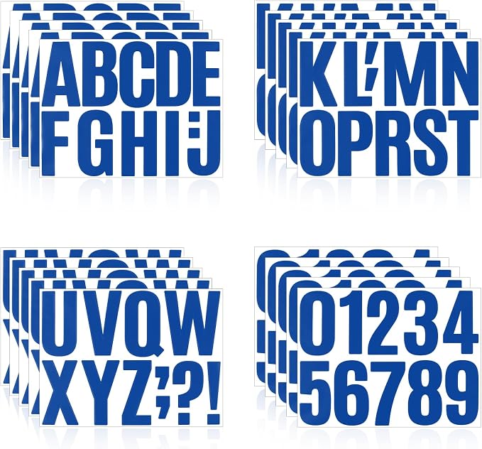 Letter Stickers, Mailbox Numbers, 4 Inch Waterproof Vinyl Alphabet | 4 Inch Blue