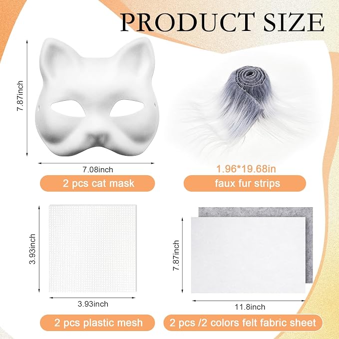 Seenelling DIY Therian Mask Kit Blank Cat Mask