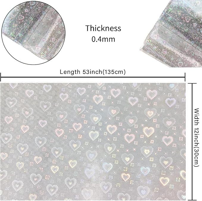 HYANG Transparent Love Rain PVC Super Clear Holographic Vinyl Faux Leather
