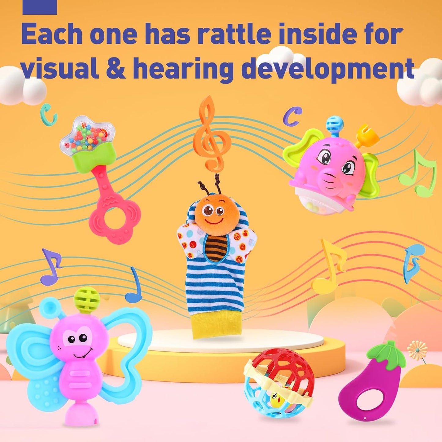 AZEN 18Pcs Baby Toys, Baby Rattle, Newborn Infant Toys
