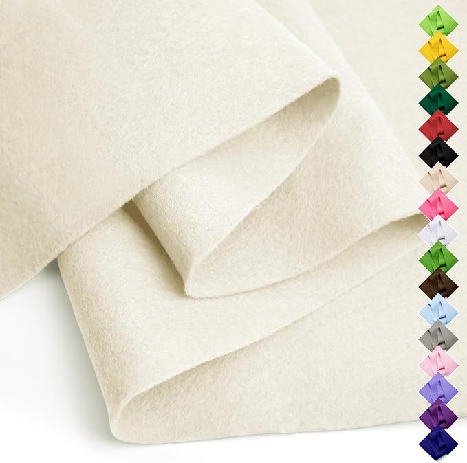 Soft Felt Fabric Sheet 18" x 36", 1.6mm Acrylic Craft Felt, Ivory | Soft Thick