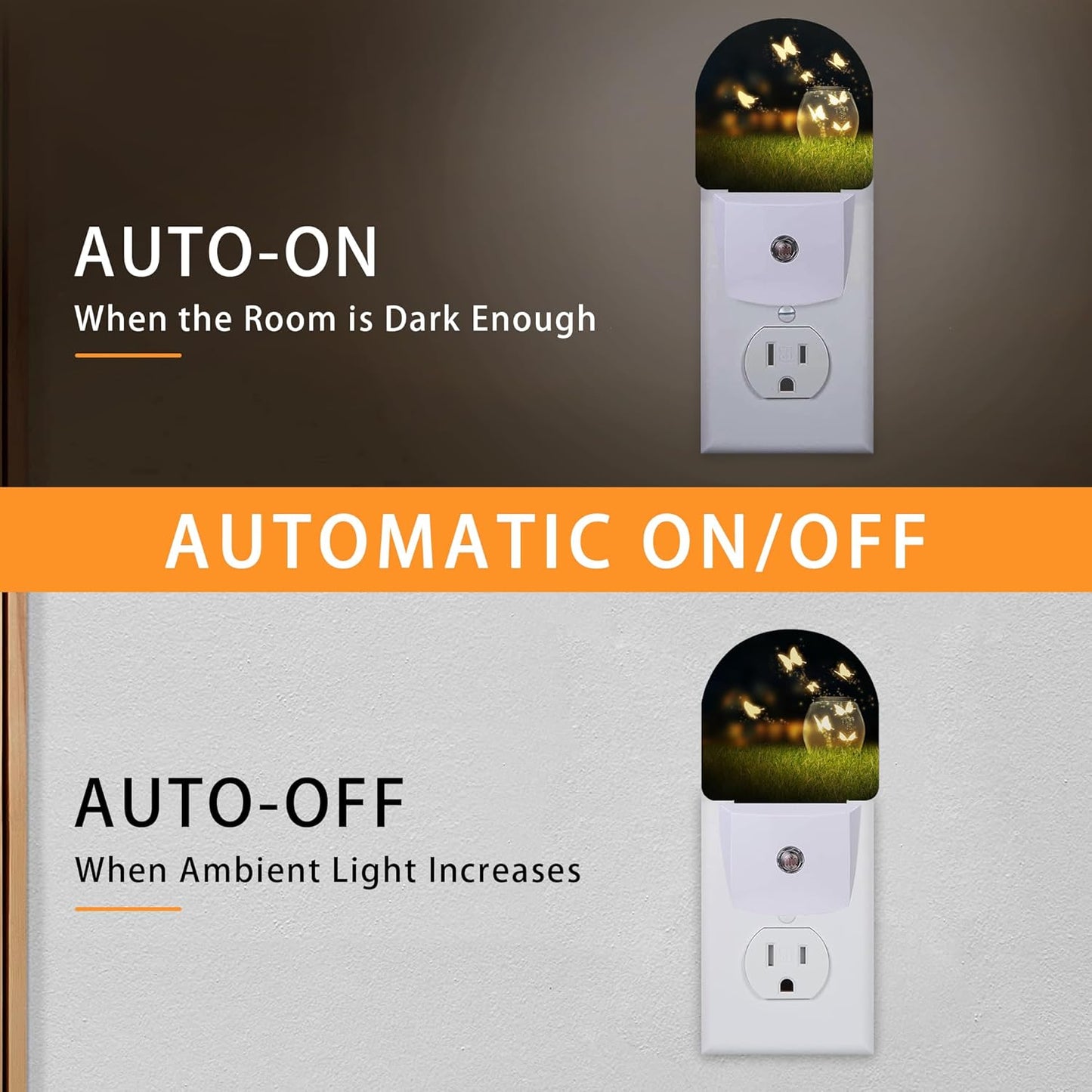 Night Fantasy Butterfly Night Light,Night Lights Plug into Wall with Dusk to Dawn Sensor,Lamp for Bedroom Bathroom Hallway Nightlight for Women Girls