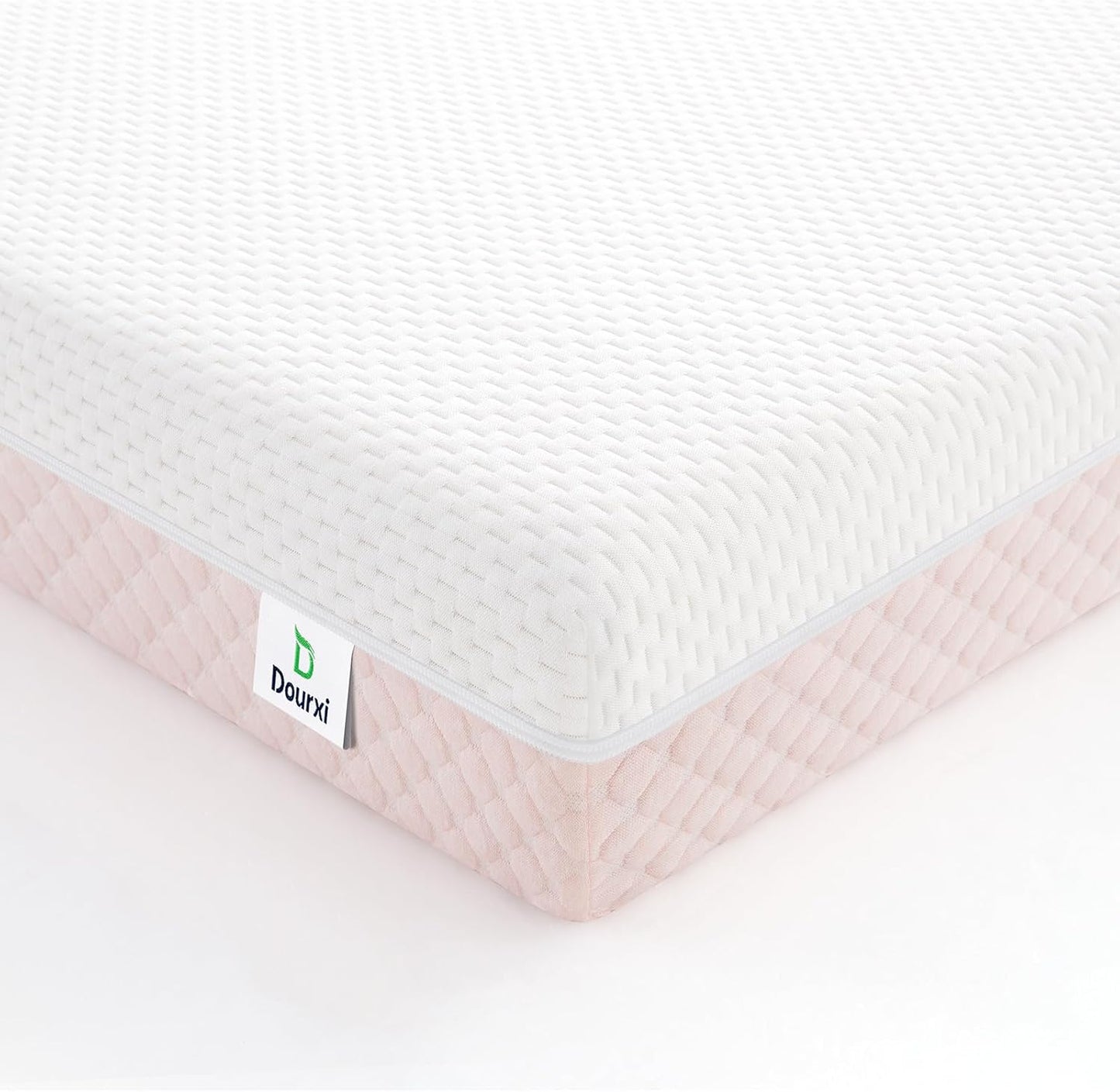 Mini Crib Mattress, 38x24X4 Inch Dual Sided Comfort Gel Memory Foam, Breathable Premium Baby Mattress for Mini and Portable Cribs w/Removable Outer Cover - White&Pink