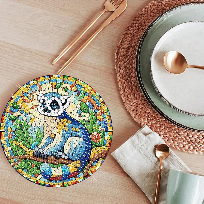 ijbnhd 8 PCS Animals Diamond Art Coasters Kit | Animals Diamond Painting