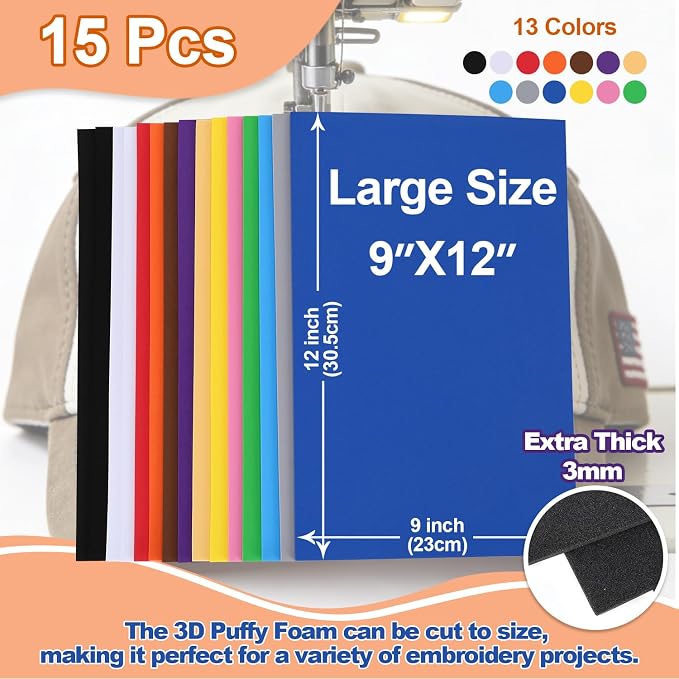 JIYUANCH 15pcs 3mm Embroidery Foam