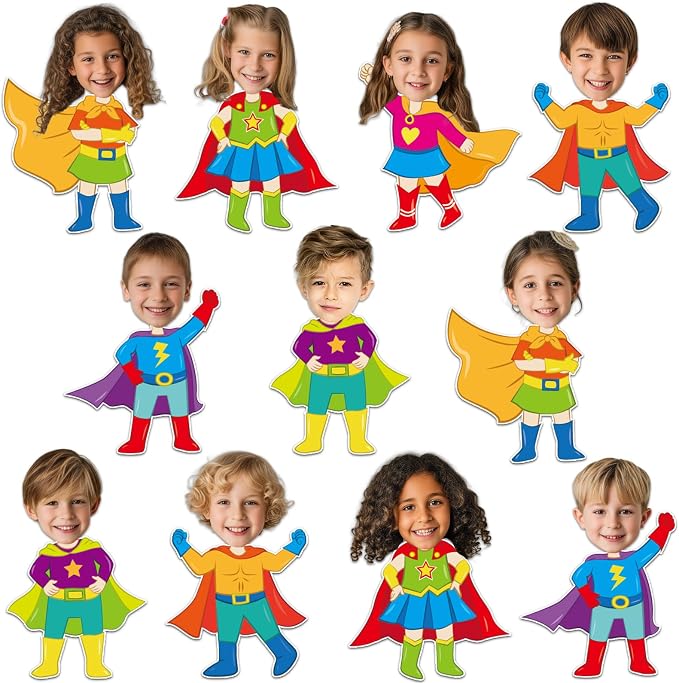 48Pcs Super Themed Cutouts Bulletin Board Decorations Hero Theme Paper Cut Outs
