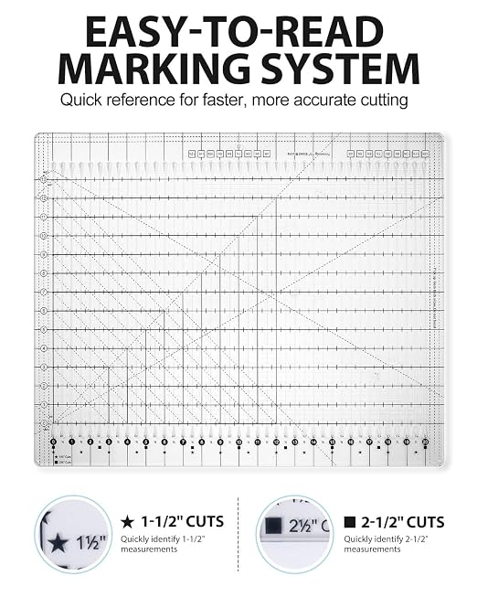 Quilting Rulers 17-3/4in x 22in, Slotted Quilting Ruler