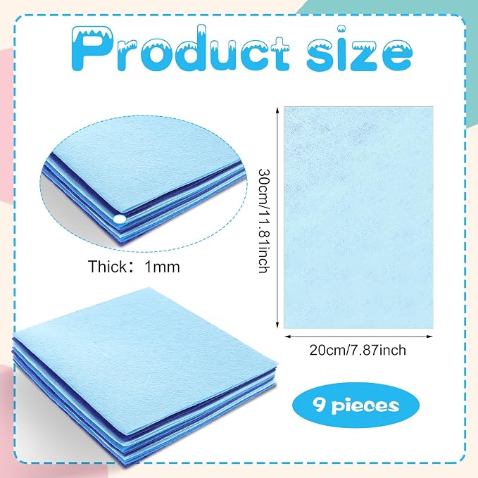 Felt Sheets for Crafts 9PCS 11.8 * 7.9in Wool Stiff Felt Sheets Soft Fabric